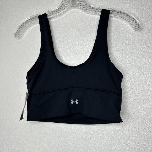 NWT Under Armour Black Meridian 4-Way Stretch Fitted Crop Tank Top Sports Bra S - Picture 5 of 15